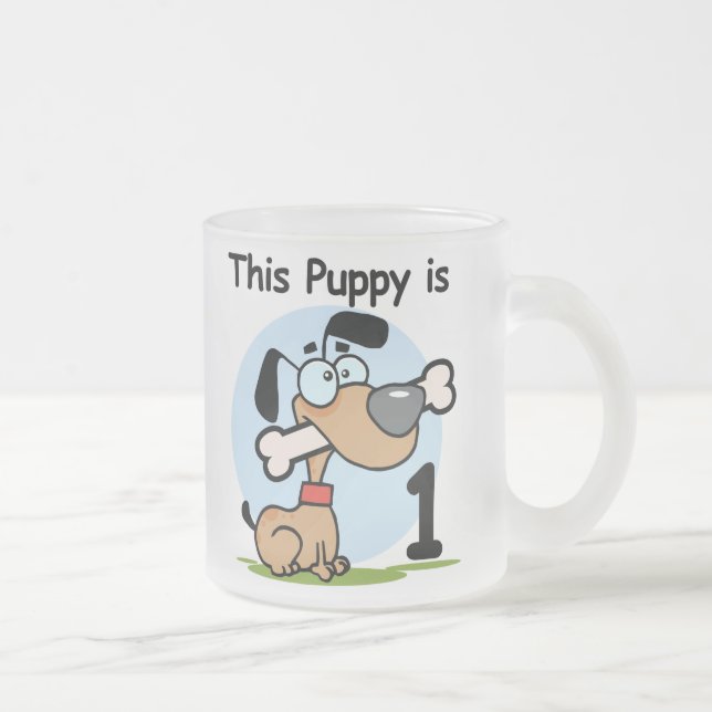 This Puppy 1st Birthday T shirts and Gifts Frosted Glass Coffee Mug (Right)