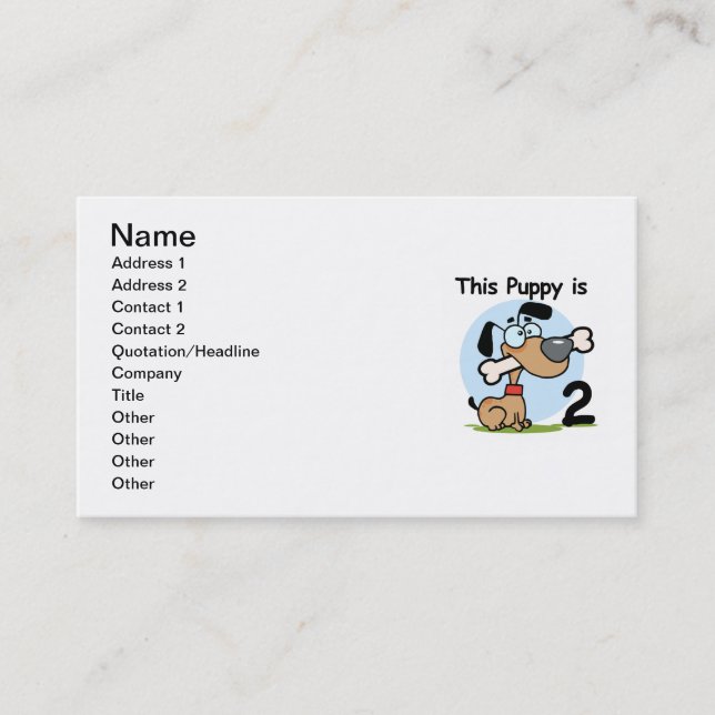 This Puppy 2nd Birthday T shirts and Gifts Business Card (Front)