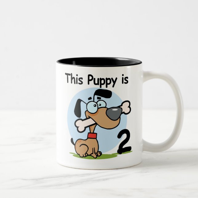 This Puppy 2nd Birthday T shirts and Gifts Two-Tone Coffee Mug (Right)