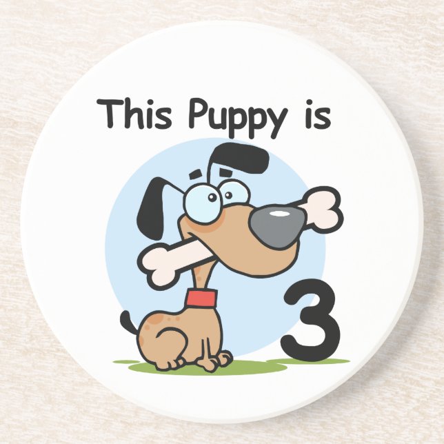 This Puppy 3rd Birthday T-shirts and Gifts Coaster (Front)