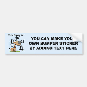 This Puppy 4th Birthday Tshirts and Gifts Bumper Sticker