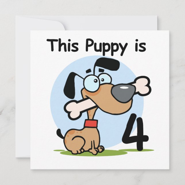 This Puppy 4th Birthday Tshirts and Gifts Card (Front)
