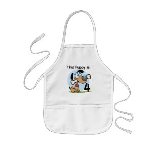 This Puppy 4th Birthday Tshirts and Gifts Kids Apron