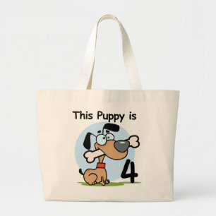 This Puppy 4th Birthday Tshirts and Gifts Large Tote Bag