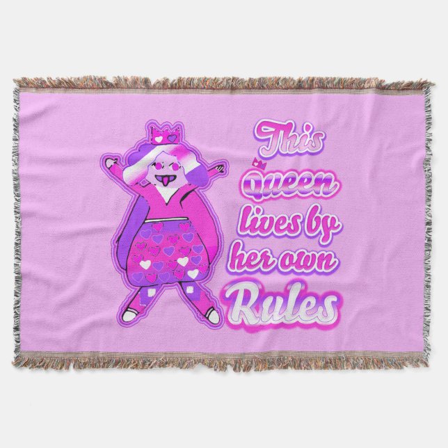 This queen lives by her own rules throw blanket (Front)