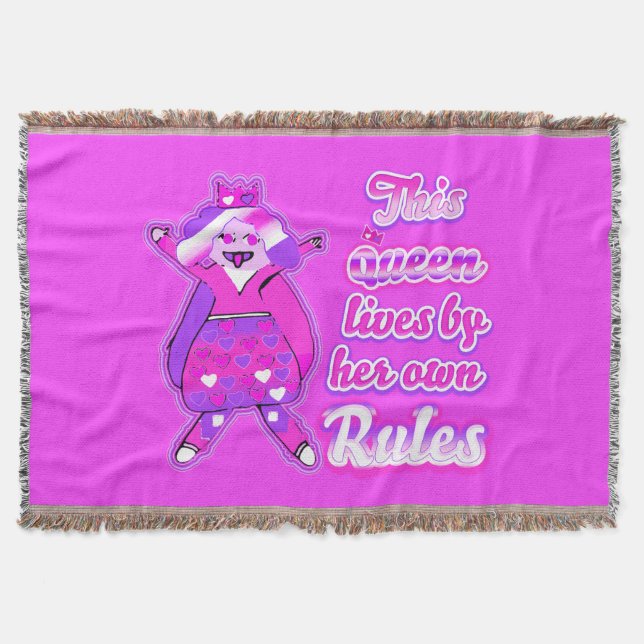 This queen lives by her own rules throw blanket (Front)