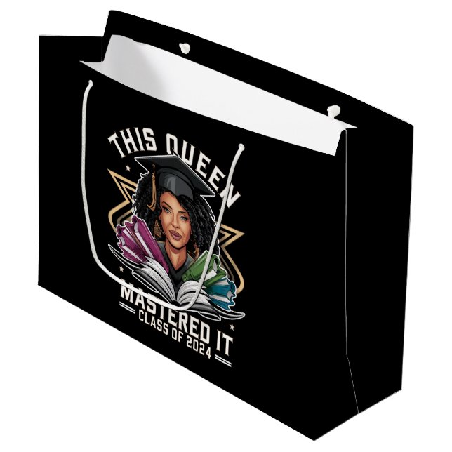 This Queen Mastered it Class of 2024 Graduation Large Gift Bag (Front Angled)