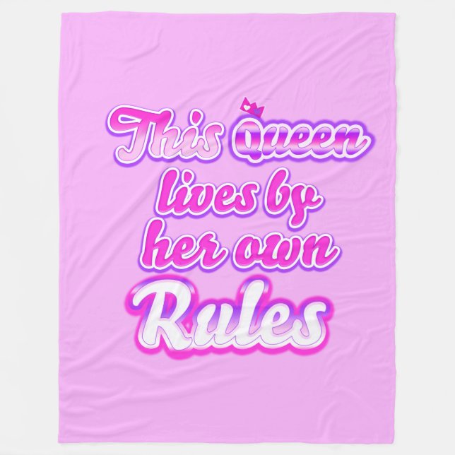 This queen never follow the rules pink fleece blanket (Front)