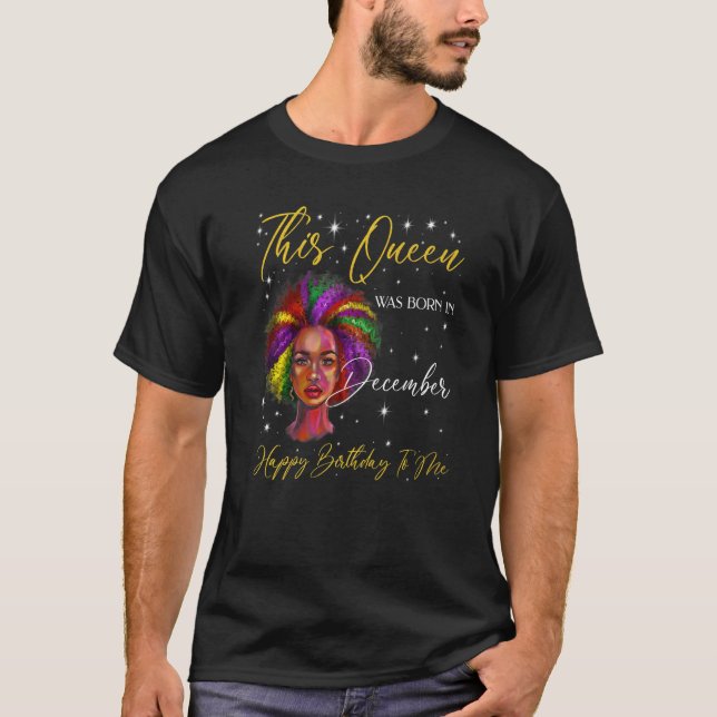 This Queen Was Born in December Black Woman Girl B T-Shirt (Front)