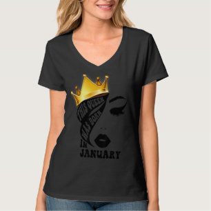 This Queen Was Born In January Woman Face Wink Eye T-Shirt