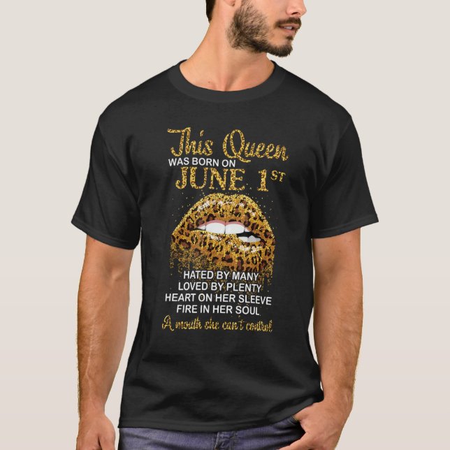 This Queen Was Born On June 1st Hate Love Heart Fi T-Shirt (Front)