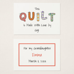 This Quilt Made By Gift Enclosure