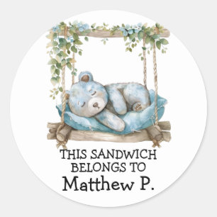 This Sandwich Belongs To - Blue Teddy Bear Classic Round Sticker