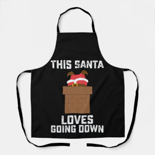 This Santa Loves Going Down Funny Christmas Apron