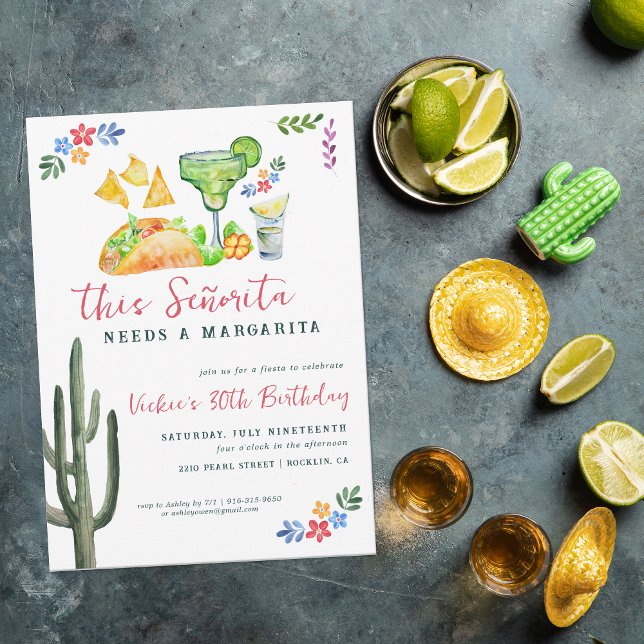 This Señorita Needs a Margarita | Mexican Fiesta Invitation (Creator Uploaded)