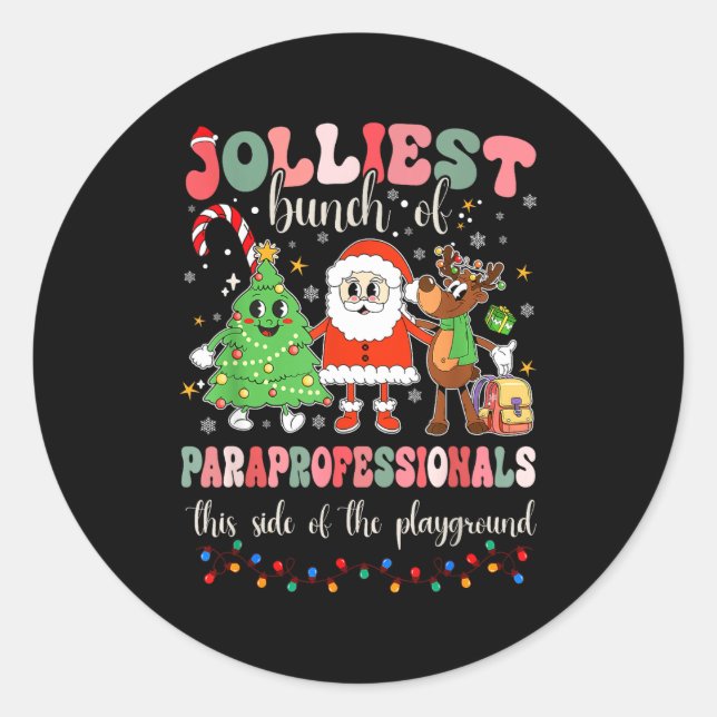 This Side Of The Playground Cute Merry Paras  Classic Round Sticker (Front)