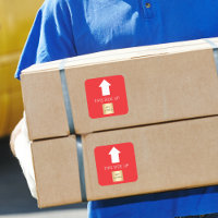 This side up red arrow white business logo