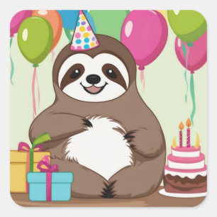 This Sloth Is Ready To Party! Square Sticker