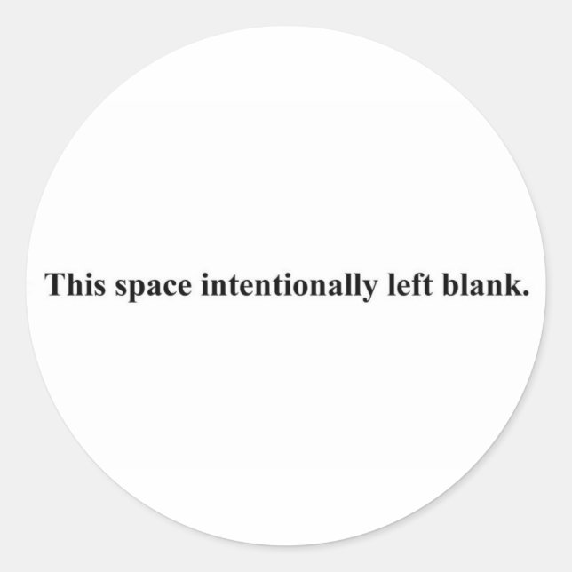 "This space intentionally left blank" sticker (Front)