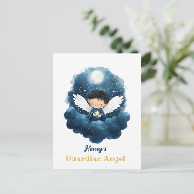 This Starry Night Guardian Angel Postcard  (Standing Front)