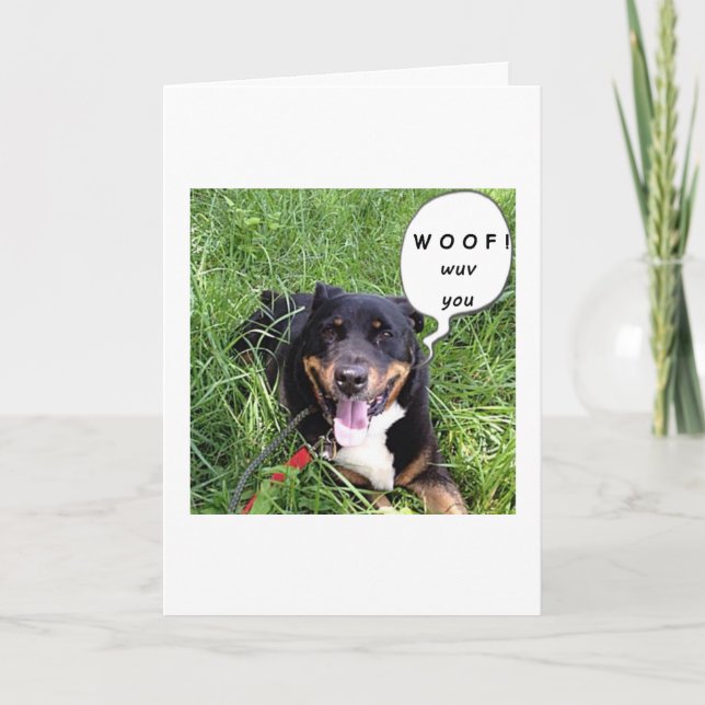 THIS TALKING DOG SAYS WOOF - WUV YOU-ANNIVERSARY CARD (Front)