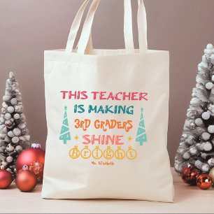 This teacher personalised Christmas Tote Bag