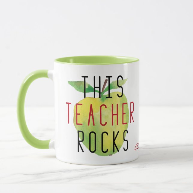 This Teacher Rocks Personalised Mug (Left)