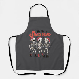 This the Season Christmas Dancing Skeleton Family  Apron