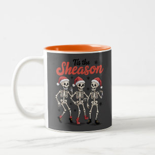 This the Season Christmas Dancing Skeleton Family  Two-Tone Coffee Mug