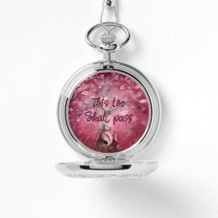 This Too Shall Pass Abstract Tree Pink White Brown Watch