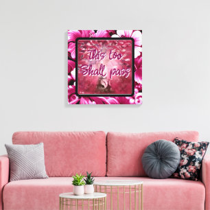 This Too Shall Pass Abstract Tree Pink White Canvas Print