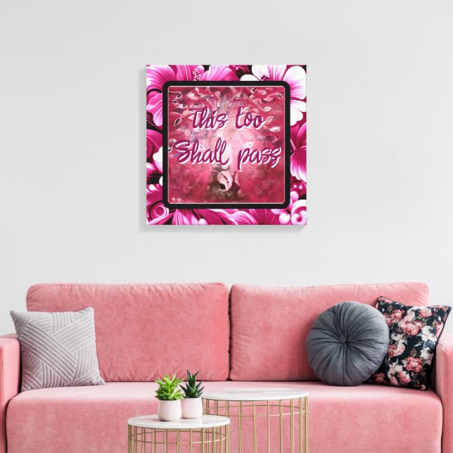 This Too Shall Pass Abstract Tree Pink White Canvas Print (Insitu(LivingRoom))