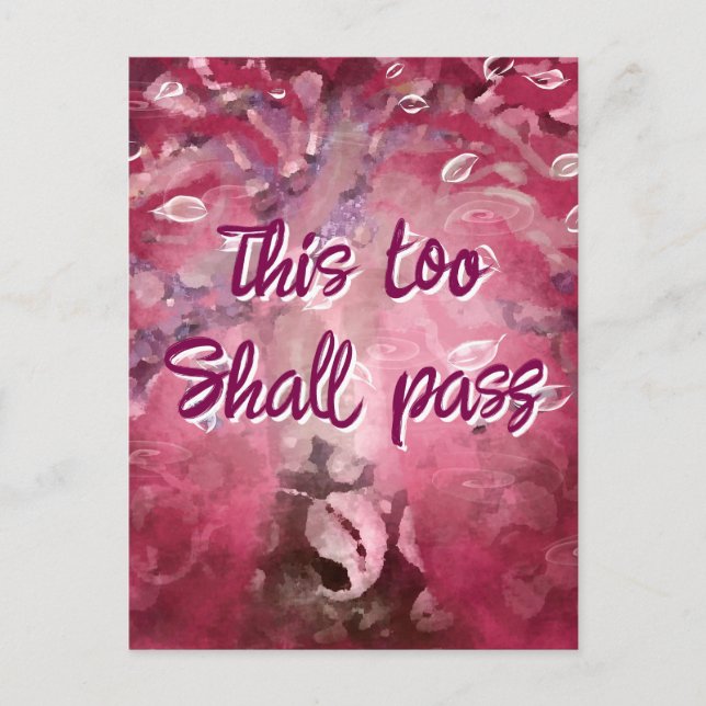 This Too Shall Pass Abstract Tree Pink White Postcard (Front)