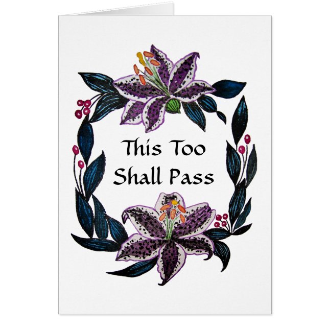 "This Too Shall Pass" Watercolor Lily Wreath (Front)