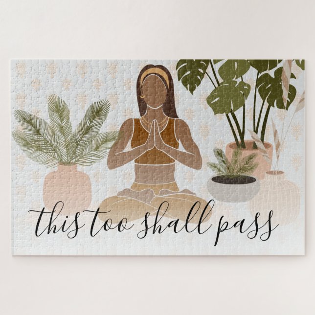 This Too Shall Pass Yoga Botanical Jigsaw Puzzle (Horizontal)