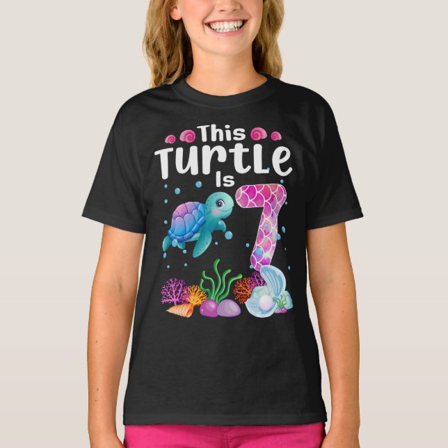 This Turtle Is 7 Years Old, Cute Under Sea Turtle  T-Shirt (Front)