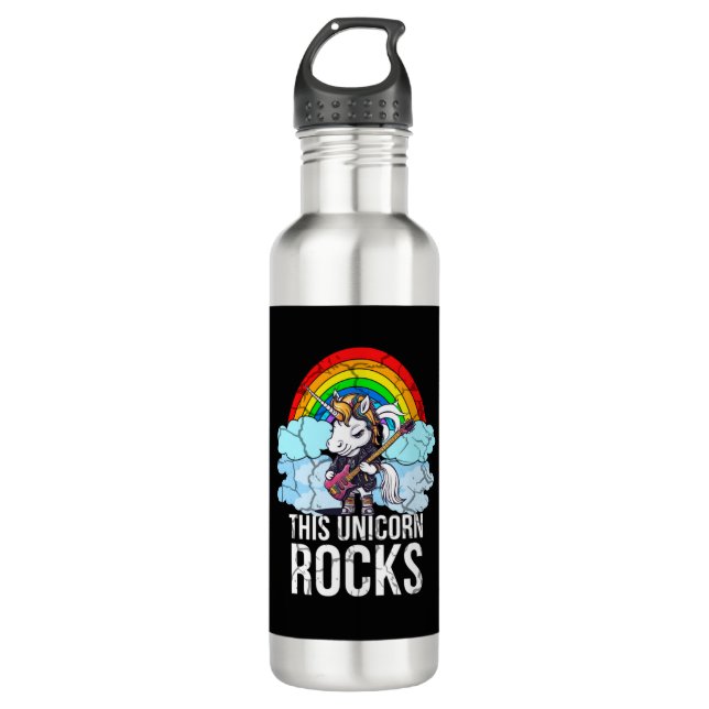 This Unicorn Rocks Guitar 710 Ml Water Bottle (Front)