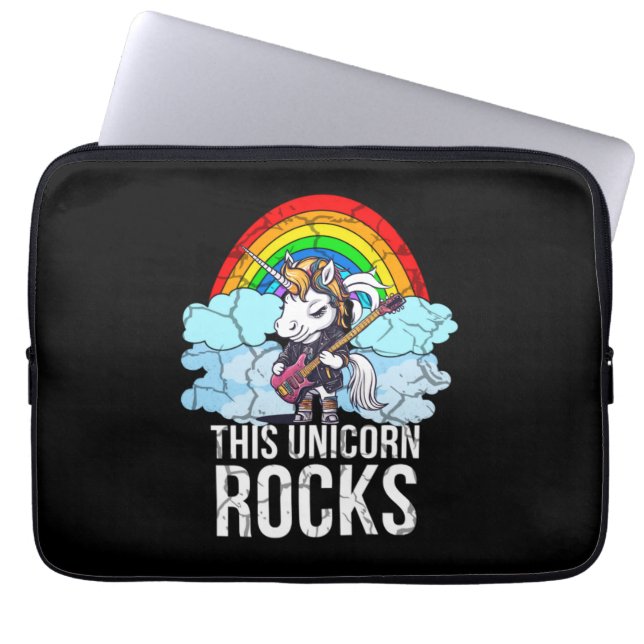 This Unicorn Rocks Guitar Laptop Sleeve (Front)