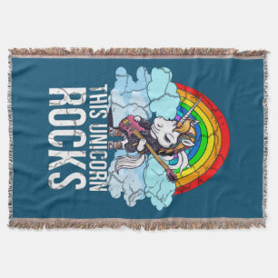This Unicorn Rocks Guitar Throw Blanket