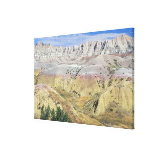 This valley in Badlands National Park features yel Canvas Print