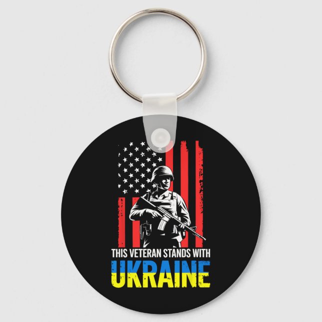 This Veteran Stands With Ukraine 11  Key Ring (Front)