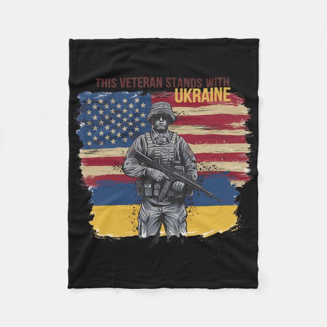 This Veteran Stands With Ukraine 12  Fleece Blanket (Front)