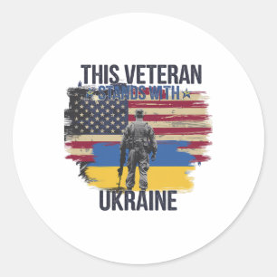 This Veteran Stands With Ukraine 15 Classic Round Sticker