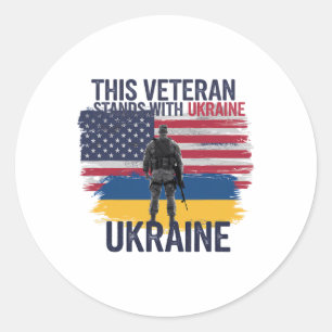 This Veteran Stands With Ukraine 2 Classic Round Sticker