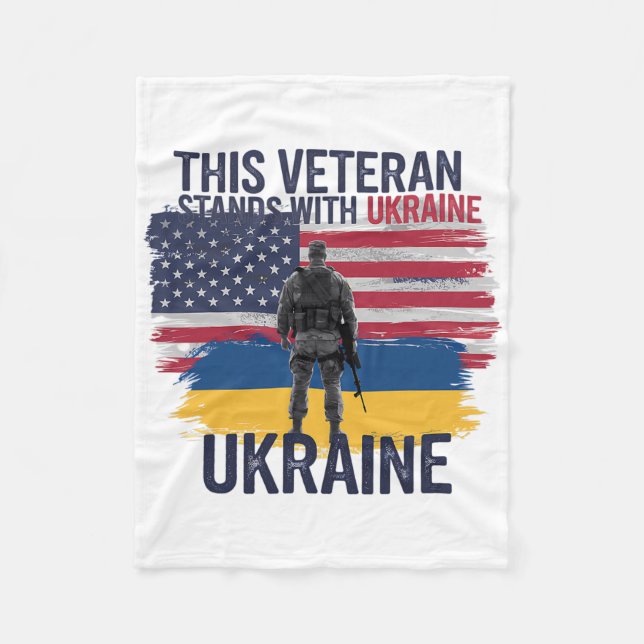 This Veteran Stands With Ukraine 2  Fleece Blanket (Front)