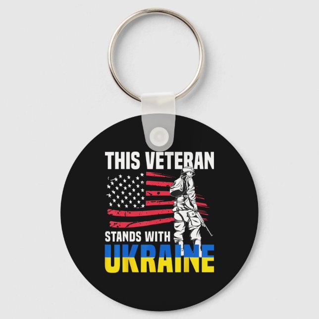This Veteran Stands With Ukraine 4  Key Ring (Front)