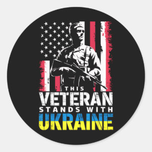 This Veteran Stands With Ukraine 9  Classic Round Sticker