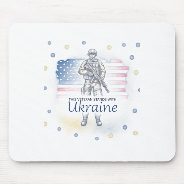 This Veteran Stands With Ukraine Support Ukraine V Mouse Mat (Front)