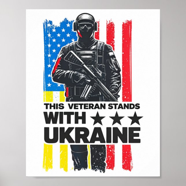 This Veteran Stands With Ukraine Support Ukraine V Poster (Front)