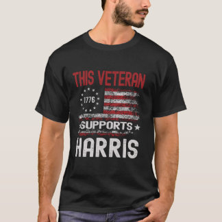 This Veteran Supports Harris American USA Flag Kam T-Shirt